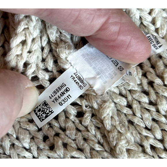 Aerie Womens Open Weave Beige Knit Oversized Cardigan - Picture 6 of 6